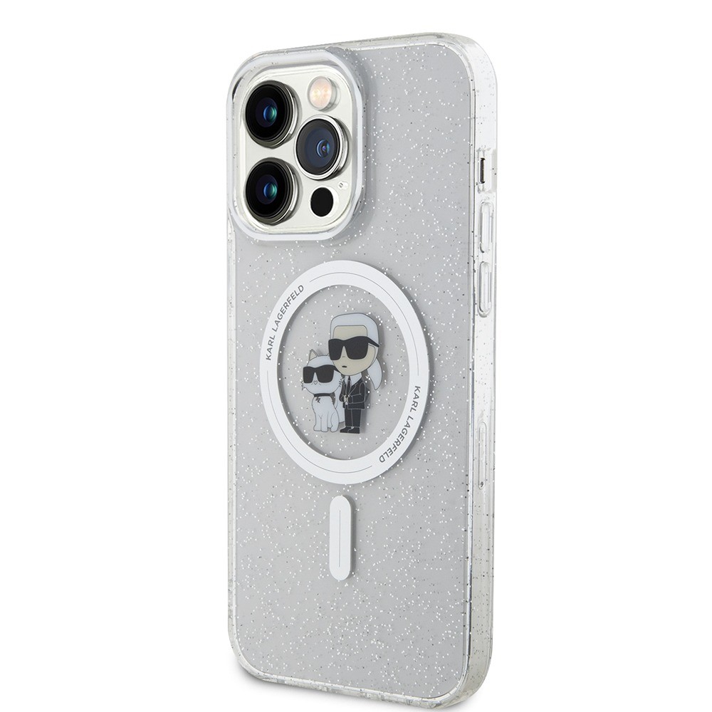 Karl Lagerfeld Glitter Karl & Choupette Hard Case with MagSafe for iPhone 15 Pro Max 6.7  Clear - KLHMP15XHGKCNOT