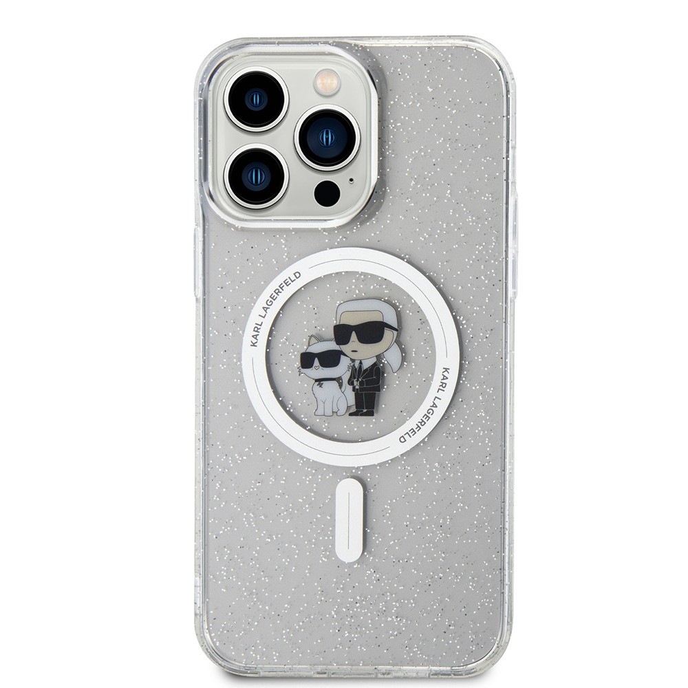 Karl Lagerfeld Glitter Karl & Choupette Hard Case with MagSafe for iPhone 15 Pro Max 6.7  Clear - KLHMP15XHGKCNOT