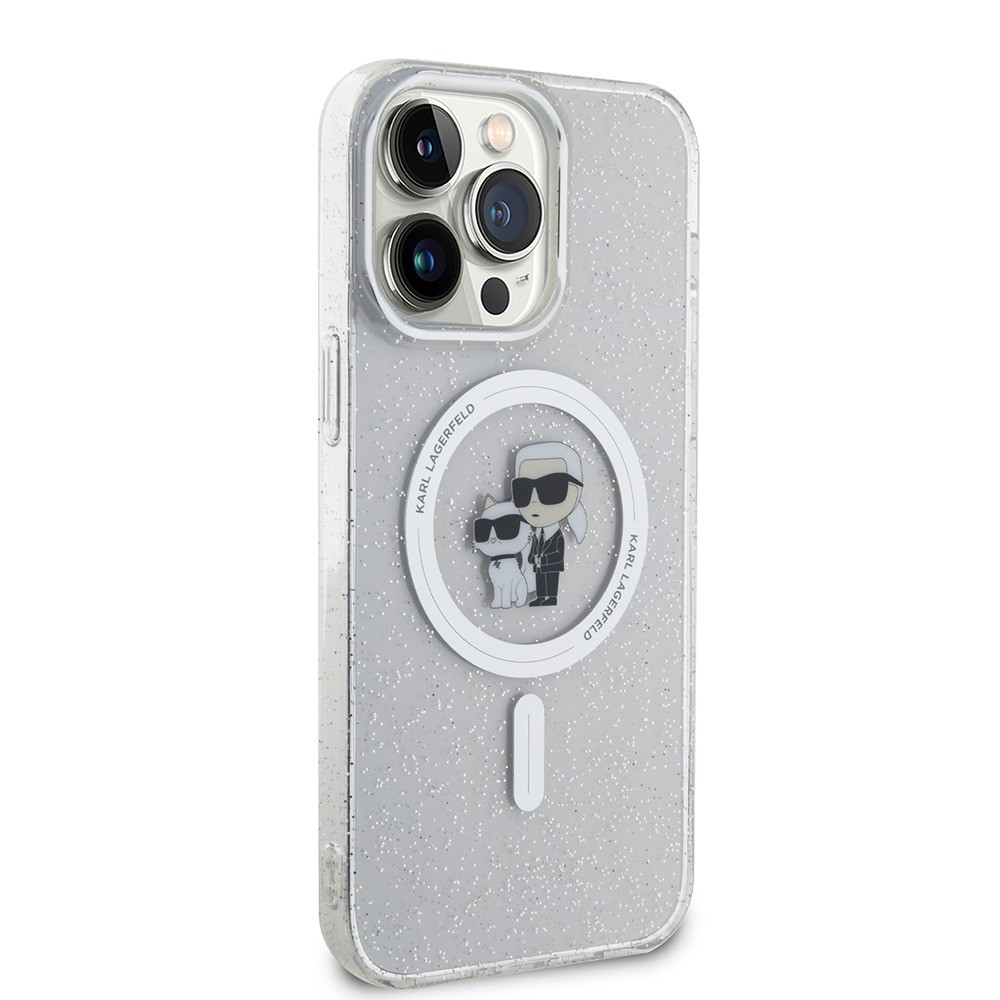 Karl Lagerfeld Glitter Karl & Choupette Hard Case with MagSafe for iPhone 15 Pro Max 6.7  Clear - KLHMP15XHGKCNOT