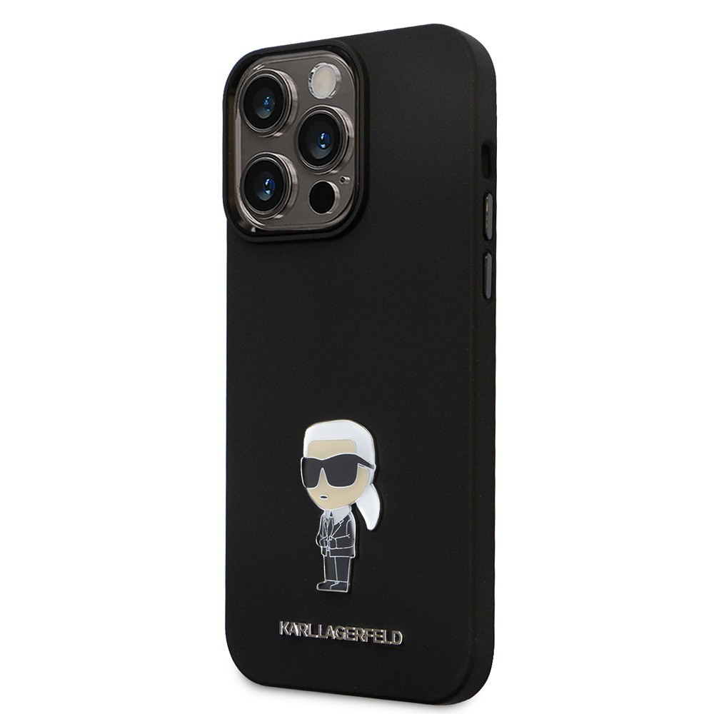 Karl Lagerfeld iPhone 15 Pro Max Cover Ikonik Metal Pin Sort