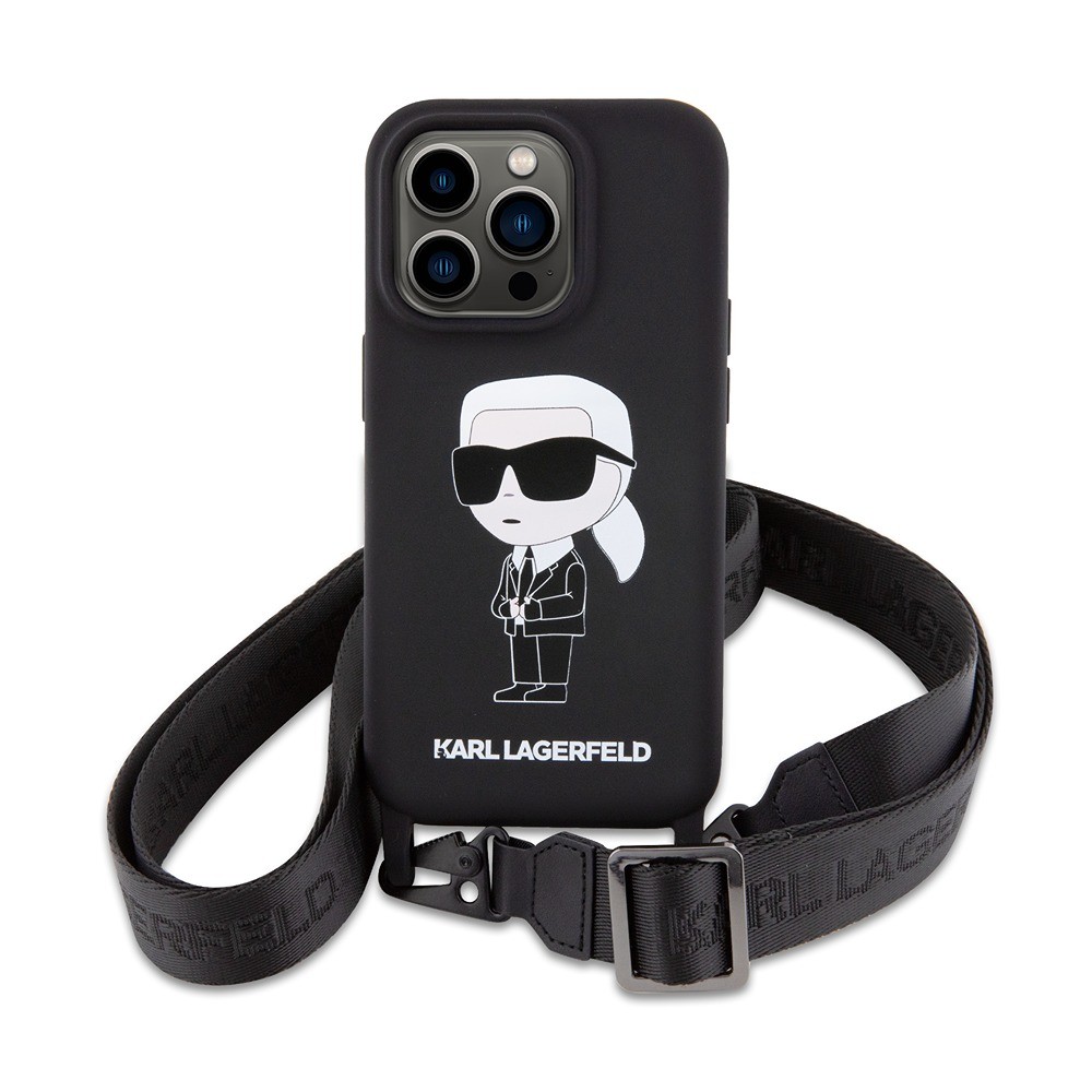 Karl Lagerfeld iPhone 15 Pro Max Cover Ikonik Crossbody Sort