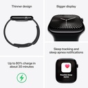 Apple Watch Series 10 GPS Smartwatch, 42mm, Jet Black Aluminum Case with Ink Sport Loop (MWWG3LW/a)