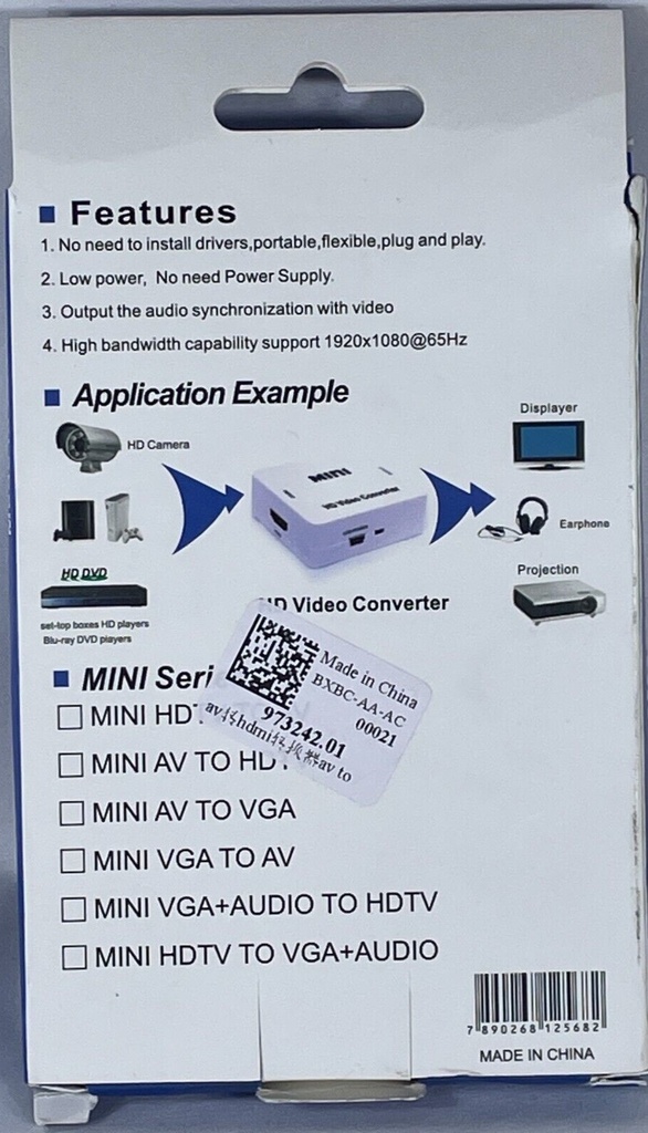 MINI AV2HDMI Upscaler 1080p HD Video Converter Plug&Play Portable No Power Suppl