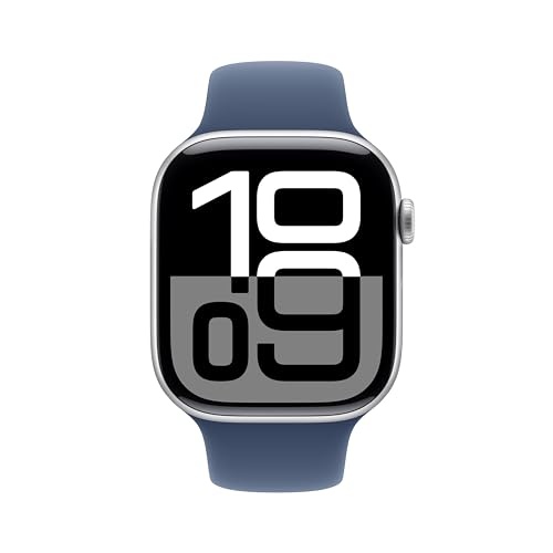 Apple Watch Series 10 GPS 46mm Silver Aluminum Case with Denim Sport Band - M/L