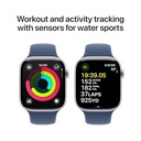 Apple Watch Series 10 GPS 46mm Silver Aluminum Case with Denim Sport Band - M/L