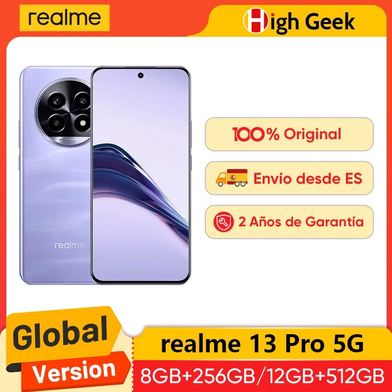 Versin Global Realme 13 Pro 5G Smartphone Sony LYT-600 OIS Cmara Snapdragon 7s Gen 2 120Hz Curved