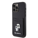 Karl Lagerfeld Saffiano Card Slot KC Metal Pin Hard Case for iPhone 15 Pro Max 6.7  Black - KLHCP15XSAPKCNPK
