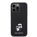Karl Lagerfeld Saffiano Card Slot KC Metal Pin Hard Case for iPhone 15 Pro Max 6.7  Black - KLHCP15XSAPKCNPK