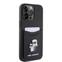 Karl Lagerfeld Saffiano Card Slot KC Metal Pin Hard Case for iPhone 15 Pro Max 6.7  Black - KLHCP15XSAPKCNPK