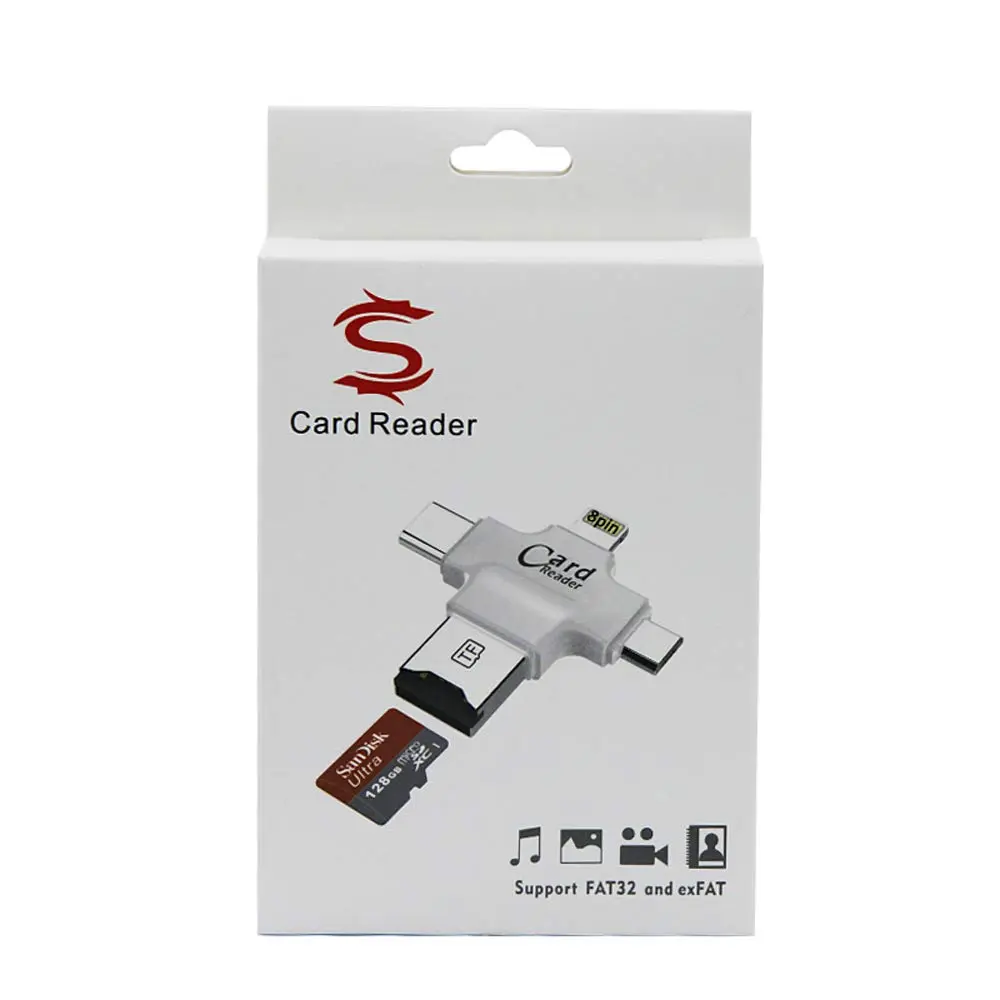 Card Reader 4 in 1 For iPhone / Micro / Type-C / Usb / SD