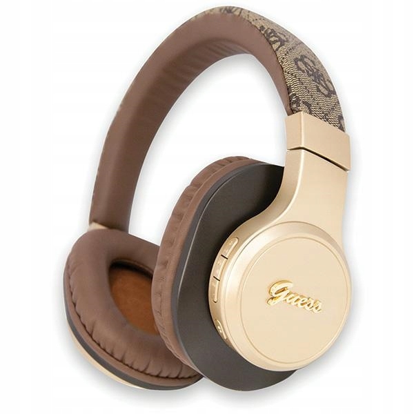Guess Wireless Headphones Gold Metal Logo Brown