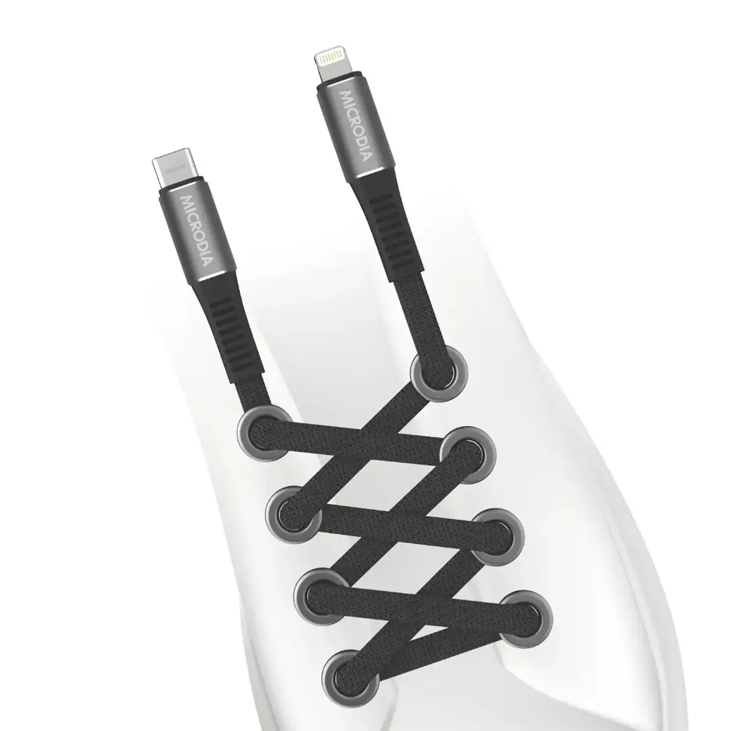 Microdia ExeCable Shoelace PD 60W USB-C To Lightning Black
