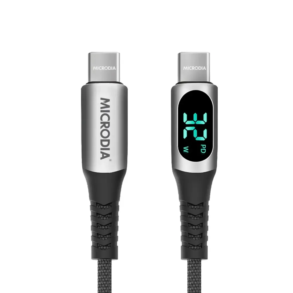 Microdia ExeCable Digital-Display PD 100W USB-C To USB-C With Charging Power Display Black