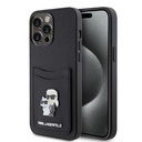 Karl Lagerfeld Saffiano Card Slot KC Metal Pin Hard Case for iPhone 15 Pro Max 6.7  Black - KLHCP15XSAPKCNPK