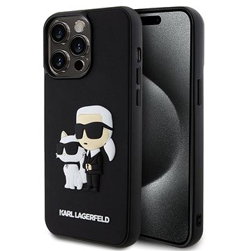 Karl Lagerfeld iPhone 15 Pro Max Cover 3D Rubber Karl & Choupette Sort