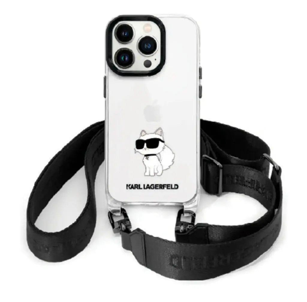 Karl Lagerfeld iPhone 15 Pro Max Cover With Strap Clear
