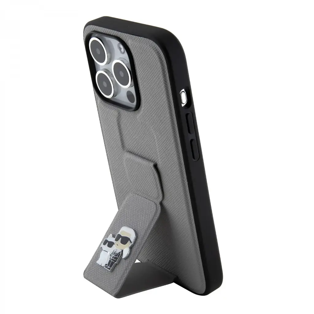 Karl Lagerfeld Silicone Back Cover iPhone 15 Pro Grey With Holder