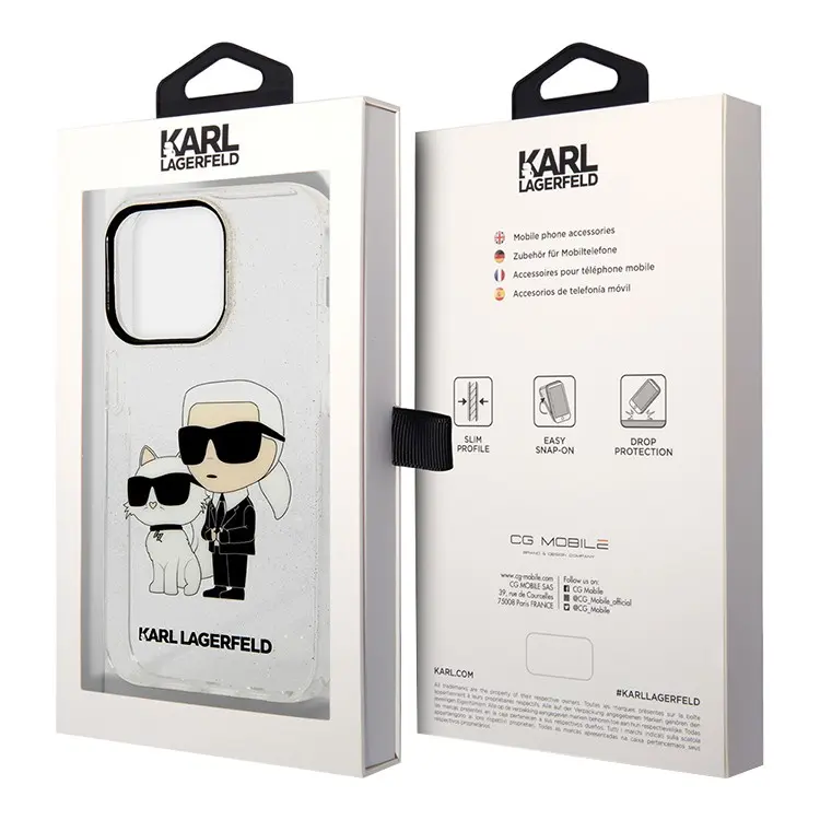 Karl Lagerfeld Silicone Back Cover iPhone 15 Pro Strass Clear