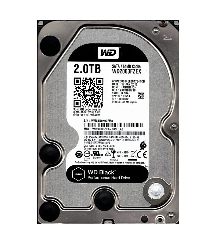Western Digital WD2003FZEX-00SRLA0 Black 2TB 7200RPM SATA 6Gb/s 64MB Cache (CE) 3.5-Inch Hard Drive