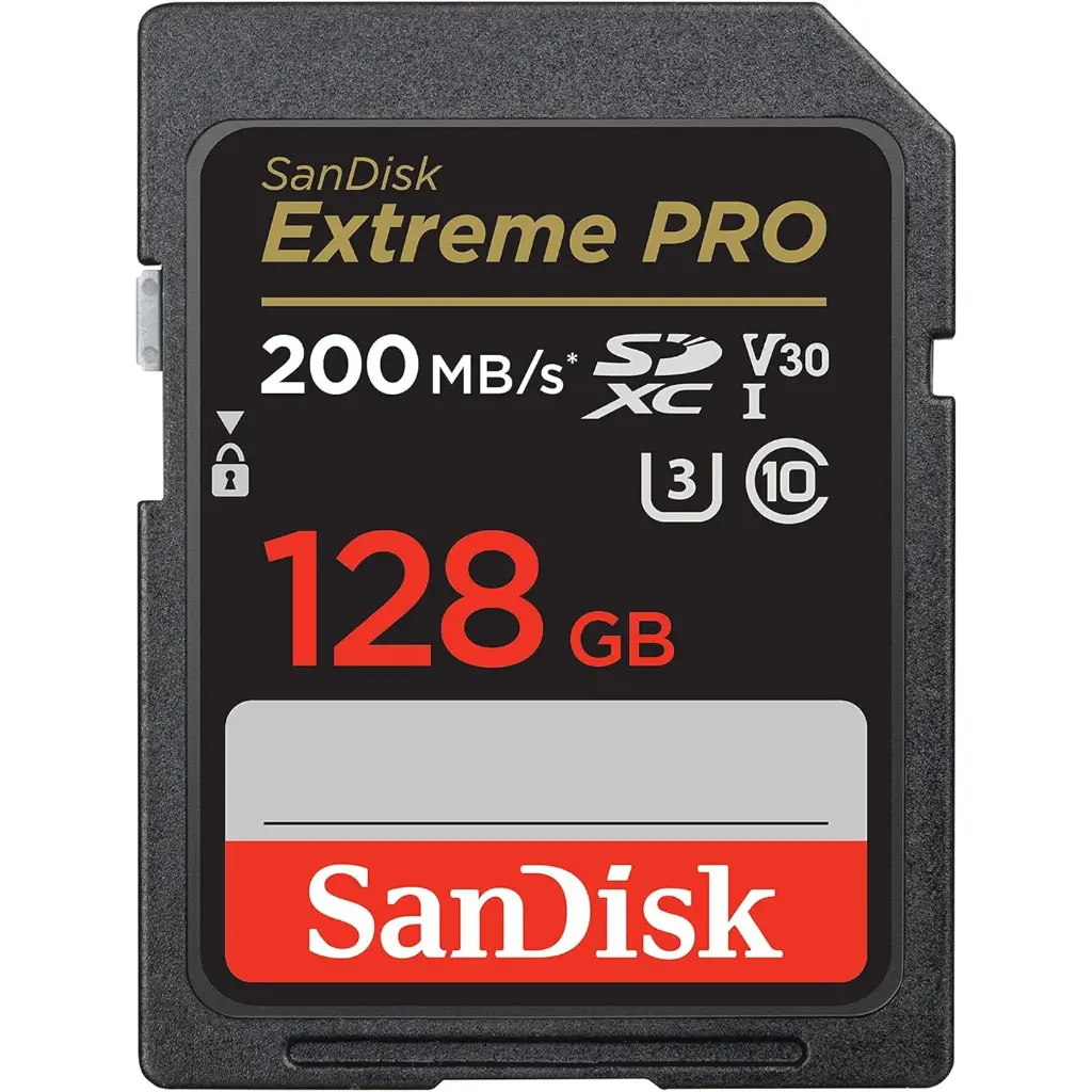 SanDisk 128GB Extreme Pro SDXC UHS-I-U3 V30 Class 10 Memory Card with Speed up to 200MBps