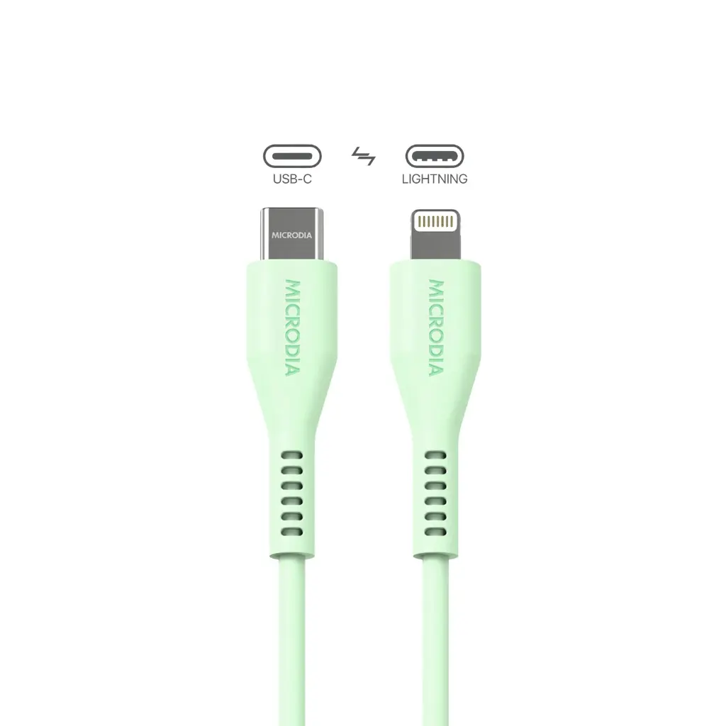 Microdia Fruitywire Liquid Silicon PD 60W USB-C To Lightning Cool Mint 1.3m
