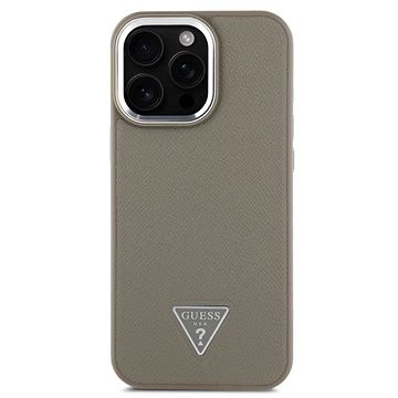 Guess PU Grained Triangle Logo Back cover For iPhone 16 Pro Max Brown