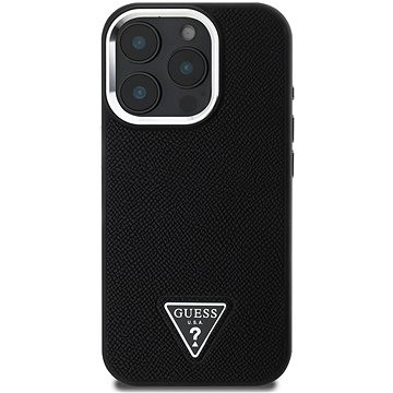 Guess PU Grained Triangle Logo Back Cover For Das iPhone 16 Pro Max Black