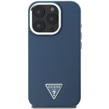 Guess PU Grained Triangle Logo Back Cover For Das iPhone 16 Pro Max Blue