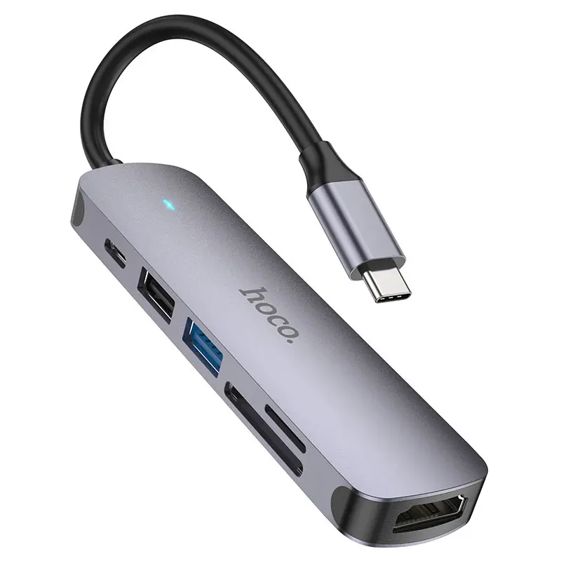Helix 6 in 1 60W USB-C Hub HDMI 4K + PD + USB3.0 + USB2.0 + SD + TF