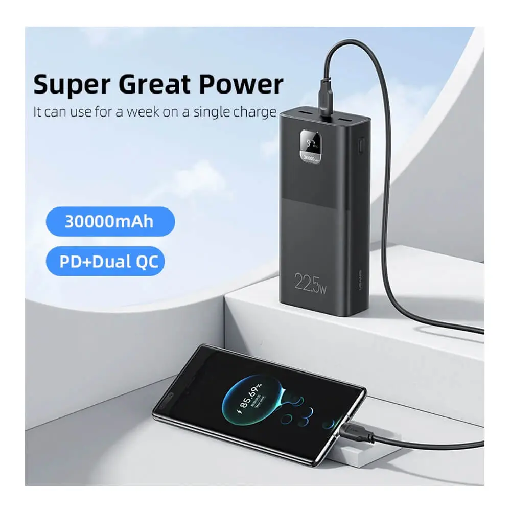 KP-34 Powebank 30000mAh 3 Ports PD 22.5w Out + Usb Fast + PD in