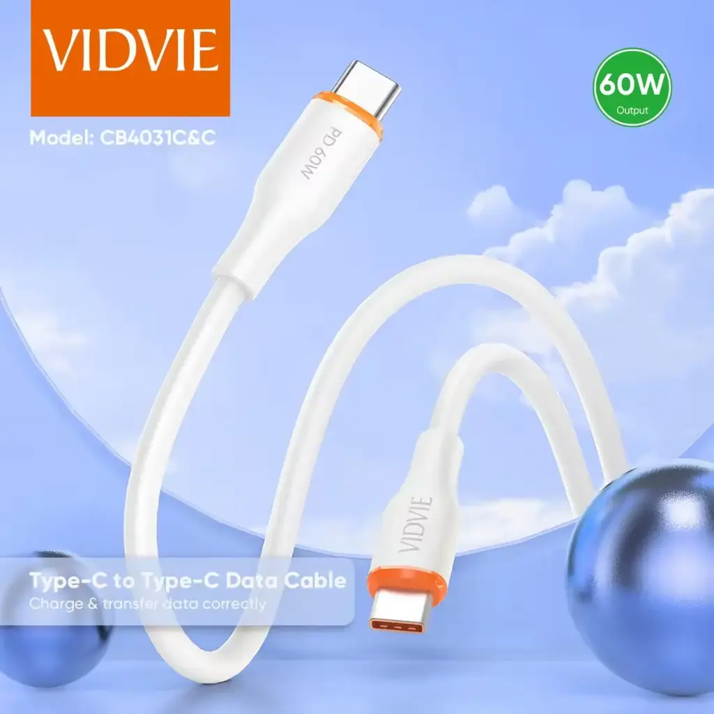 Vidvie Data Cable CB4031C&C Type-C to Type-C Data Cable Cable material: PVC Current: 60W Length: 1M