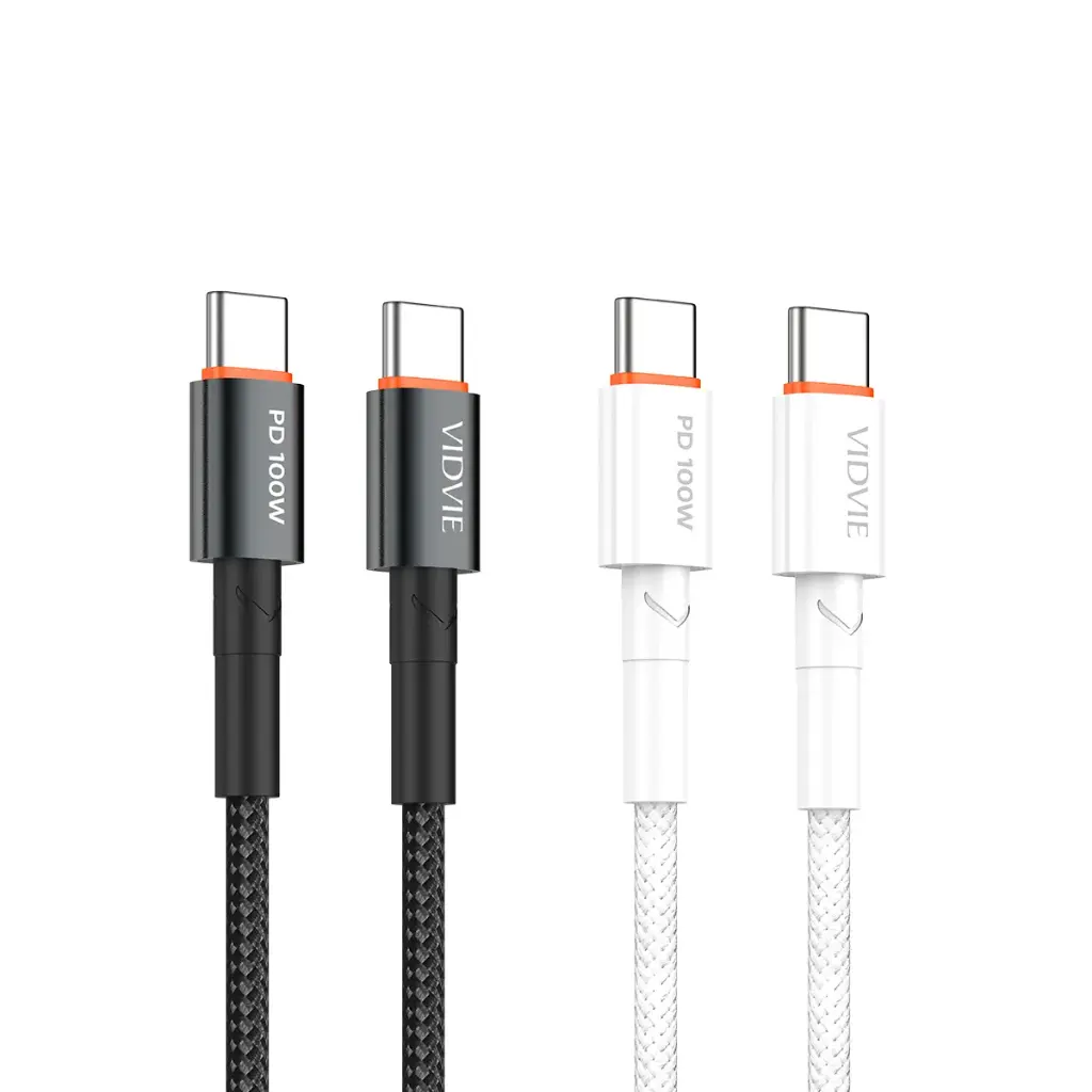 Vidvie Data Cable CB4034 Type-C to Type-C Data Cable Material: nylon braided Current: 100W Length: 1.2M, 2M Built-in E-marker chip. Support 5A current, PD 100 can charge laptop.