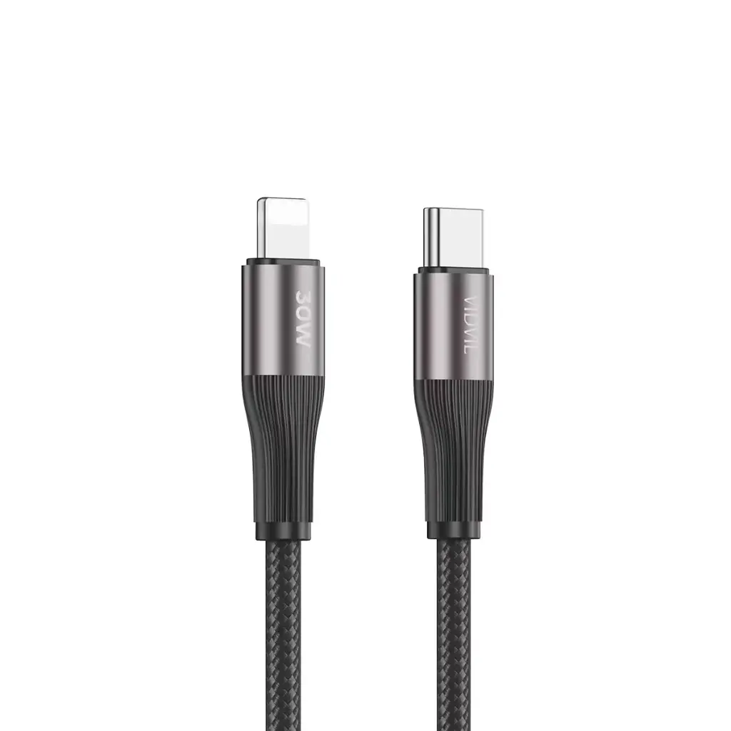 Vidvie Data Cable CB4038C&i Type-C to IP Data Cable Interface: Type-C to IP Current: 30W Material: braided wire + aluminum shell Function: Charge&Data Length: 1M/2M/3M Black