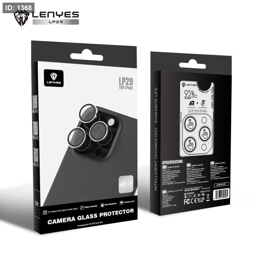 Lenyes Camera Lens Protector 99.9% iPhone 17 Pro Max White 