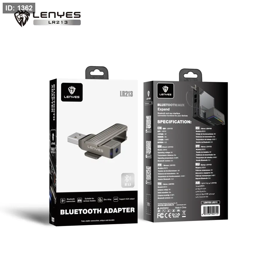 Lenyes Bluetooth Adapter With Aux Bt 5.3 LR 213
