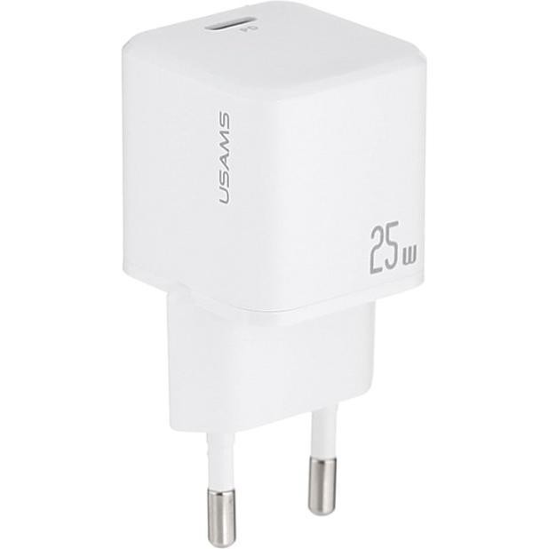 Usams Wall Charger JC Series CC289 25W GaN Mini Fast Charger USB-C White (25W), Caricatore USB, Bianco