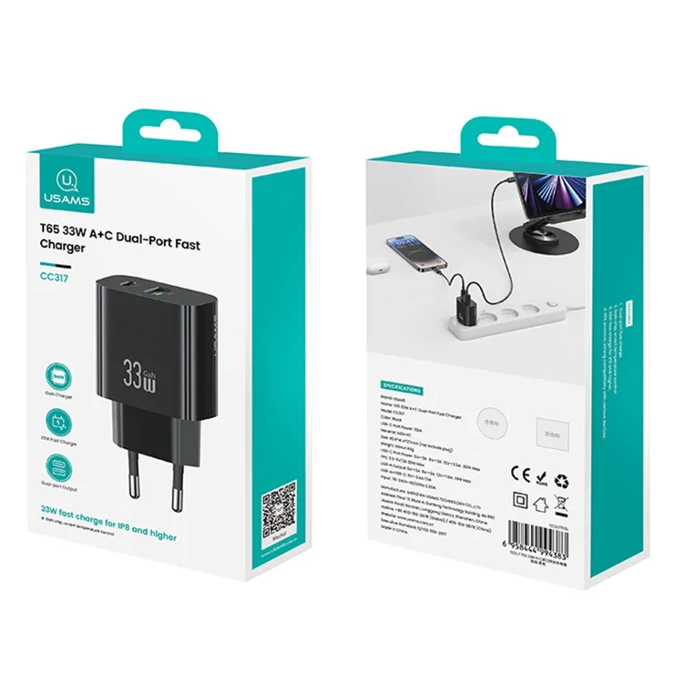 CC317 T65 33W A+C Dual-Port Fast Charger 