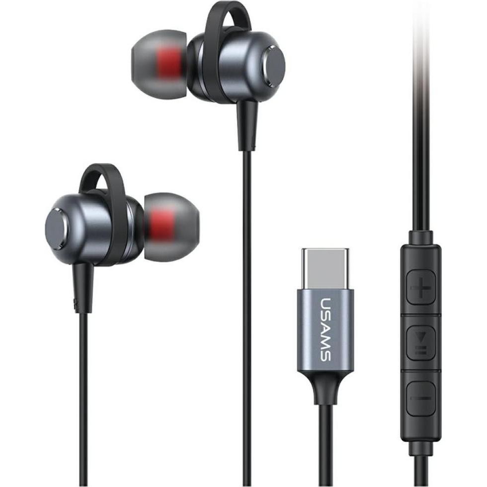 Usams Słuchawki Stereo EP-48 USB-C Tarnish (Cablato), Cuffie, Argento
