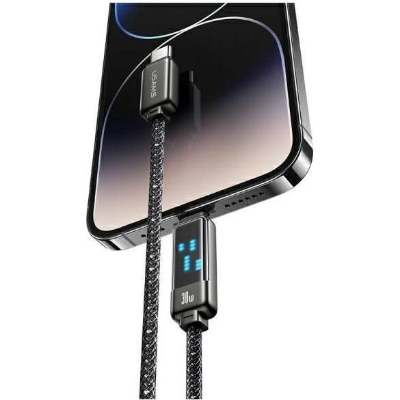 Usams Cavo USB-C Na Lightning 30W 1,2m in Lega Di Zinco Cavo Dati a Ricarica Rapida Serie Meteor SJ743USB0 (1.20m, USB 3.0, 30W), Cavo USB