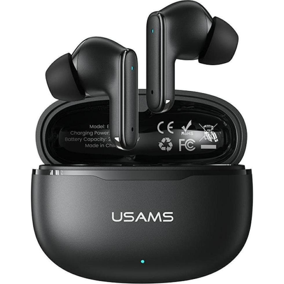 Usams E05 TWS Earphones Bluetooth 6.0 Wireless Black (0.06h, Senza Fili), Cuffie, Nero