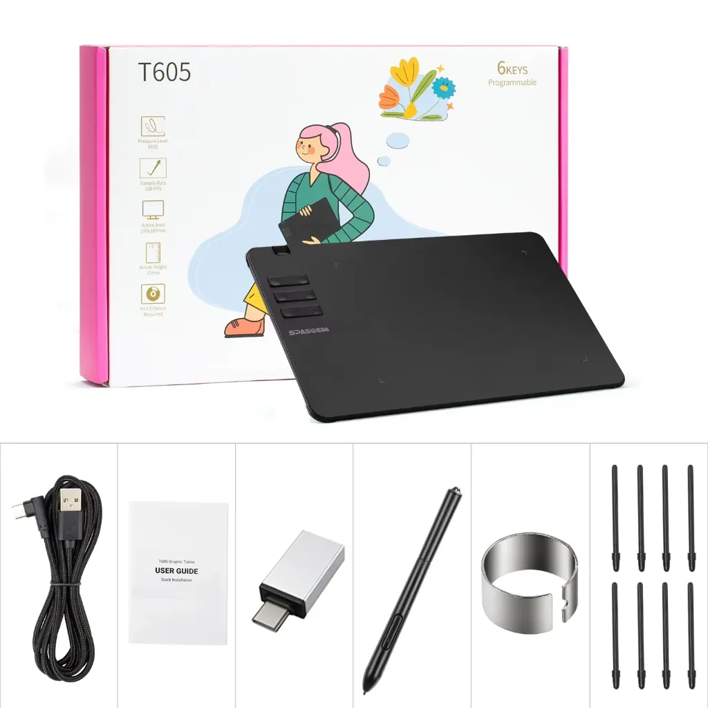 Vinsa T605 Graphic Tablet 6 Keys Programmable