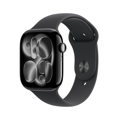 Apple Watch Series 11 GPS 46mm Jet Black Aluminum Case with Black Sport Band - S/M