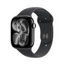 Apple Watch Series 11 GPS 46mm Jet Black Aluminum Case with Black Sport Band - S/M