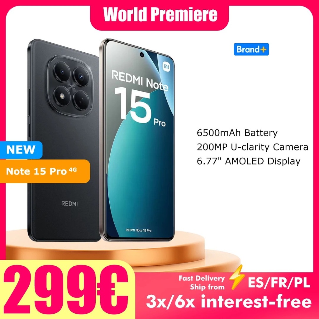 Xiaomi Redmi Note 15 Pro 4G NFC Global Version MediaTek Helio G200-Ultra 6,77 Inch AMOLED-scherm 6500mAh 45W