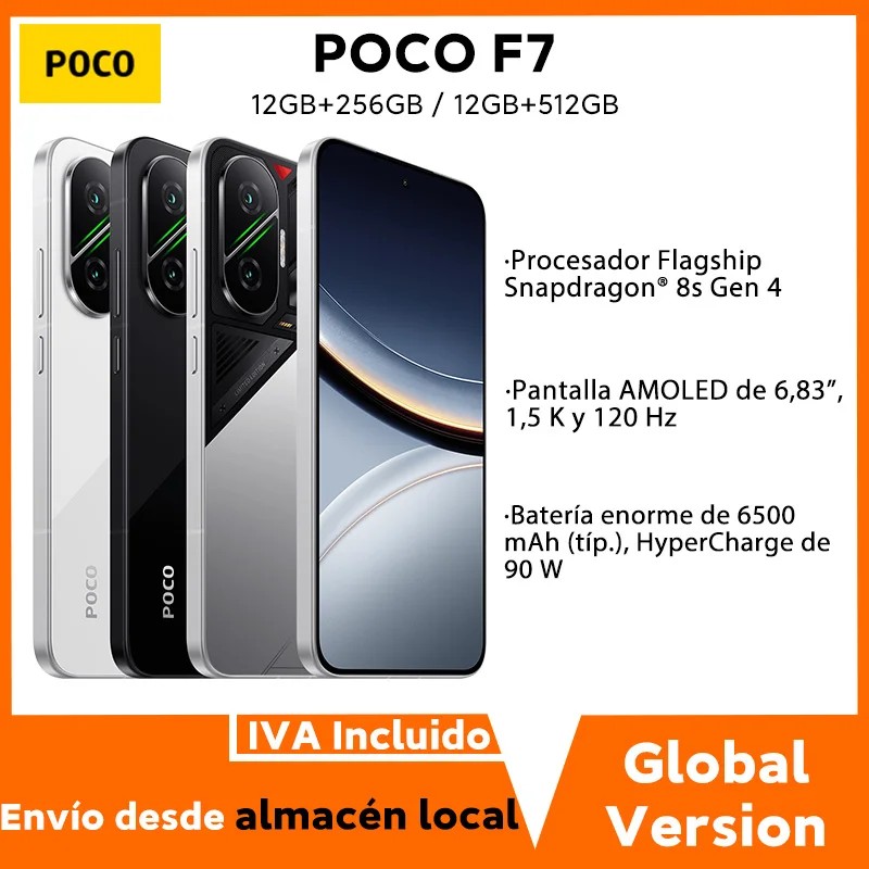 Global Version POCO F7 5G Snapdragon 8s Gen 4 Handy 50MP Dual Kamera 6.83' 1.5K Display IP68 6500mAh 90W HyperCharge