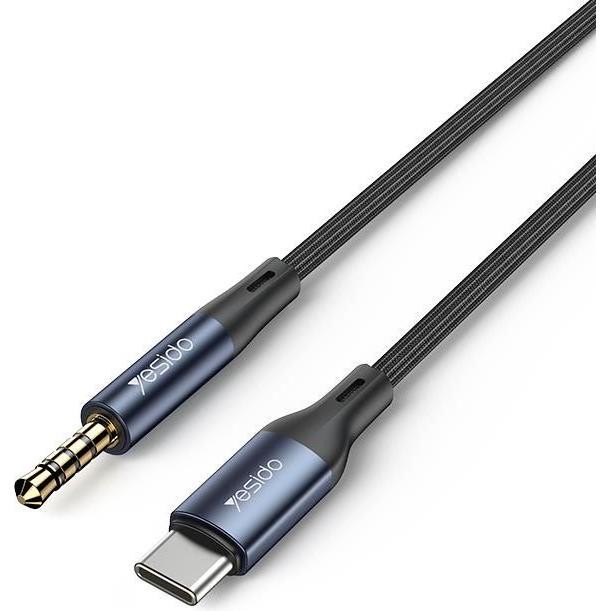 Yesido AUDIO CABLE YAU42 TYPE-C/3,5 AUX MALE 1M BLACK (1m, Cavo AUX), Cavo Audio