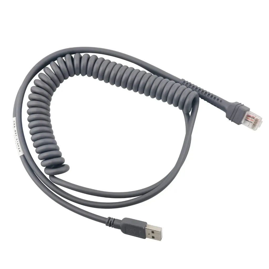 USB Cord RJ45 Coiled Cable For Barcode Reader 3m