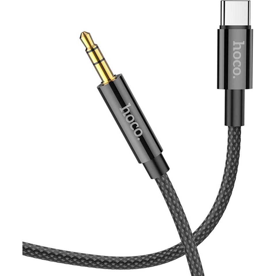 Hoco - Audio Cable Adapter (UPA19) - USB Type-C to Jack 3.5mm, 1m - Black (1m, Connettore Da 3,5 Mm (AUX)), Cavo Audio