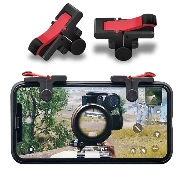 1 Pair of Black PUBG Mobile Gaming Trigger and Controller Fire Buttons for Android and iOS Mobiles