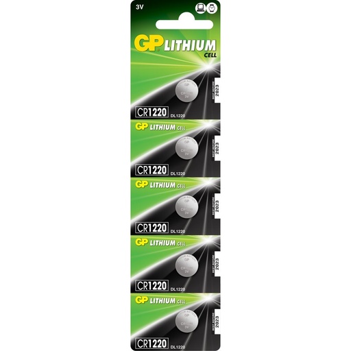 GP GPPBL1220029 Lithium Button Cell CR1220 (DL1220) - Card of 5